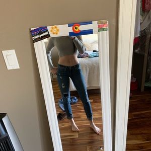 PAIGE jeans with rips and patches. Low waisted.